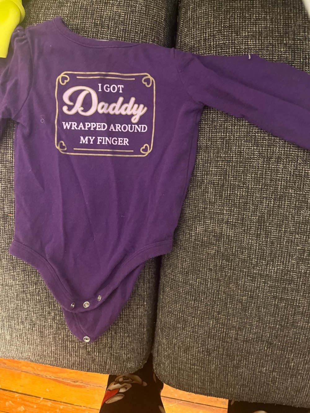Purple Baby One-Piece Bodysuit - "Daddy Wrapped Around My Finger"